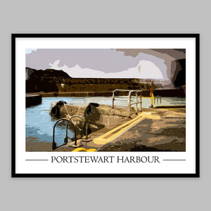 Portstewart Harbour Vintage Style Poster