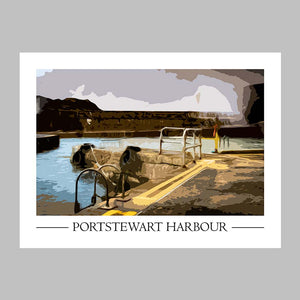 Portstewart Harbour Vintage Style Poster