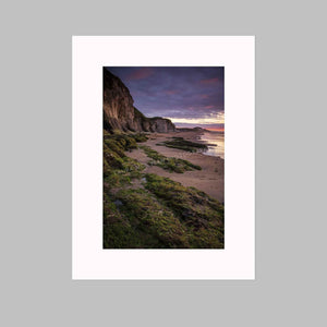 Whiterocks Beach, pink and green photo print